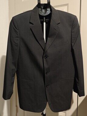 NWOT Claiborne Men's Gray Striped 3-Button Front Blazer Sports Coat Size 40S